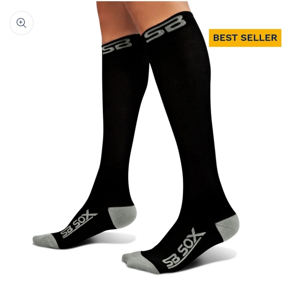 SB SOX Compression Socks Support Stockings- Travel, Medical, & Sports Lg NWT